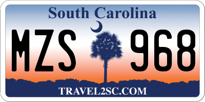 SC license plate MZS968