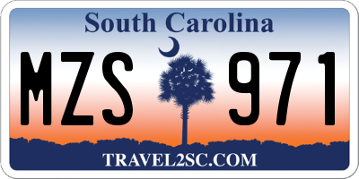 SC license plate MZS971