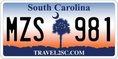 SC license plate MZS981