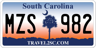 SC license plate MZS982