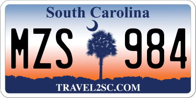 SC license plate MZS984