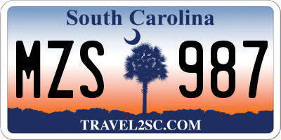 SC license plate MZS987