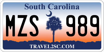 SC license plate MZS989