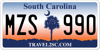 SC license plate MZS990