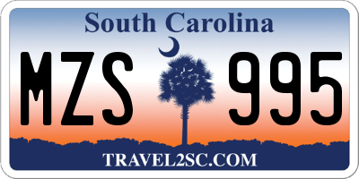 SC license plate MZS995