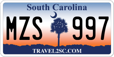 SC license plate MZS997