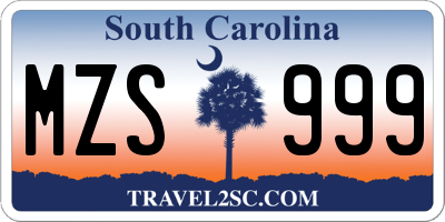 SC license plate MZS999