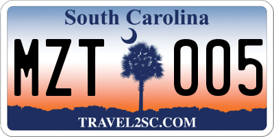 SC license plate MZT005