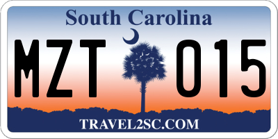 SC license plate MZT015