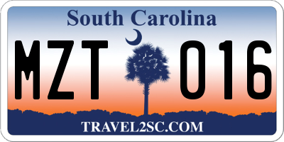 SC license plate MZT016
