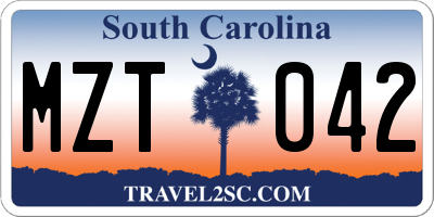 SC license plate MZT042