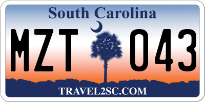 SC license plate MZT043