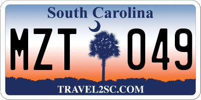 SC license plate MZT049