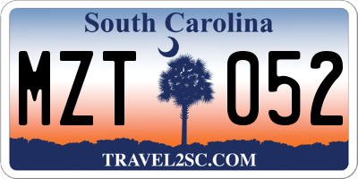 SC license plate MZT052