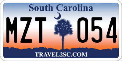 SC license plate MZT054