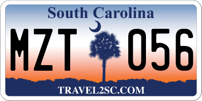 SC license plate MZT056