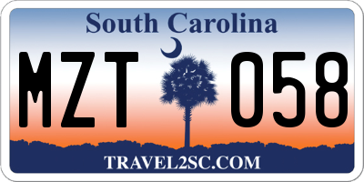SC license plate MZT058