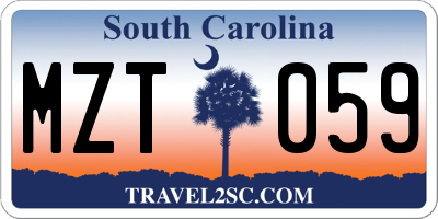 SC license plate MZT059