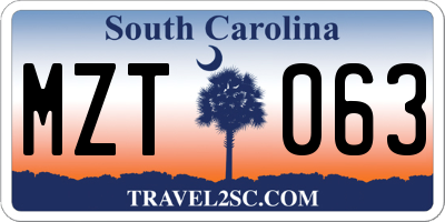 SC license plate MZT063