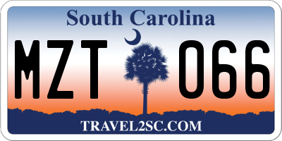 SC license plate MZT066