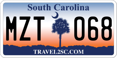 SC license plate MZT068
