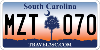 SC license plate MZT070