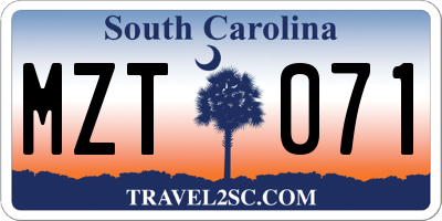 SC license plate MZT071