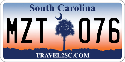 SC license plate MZT076