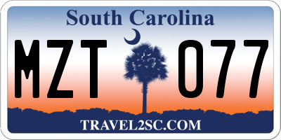 SC license plate MZT077