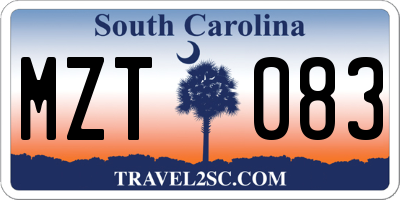 SC license plate MZT083