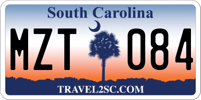 SC license plate MZT084