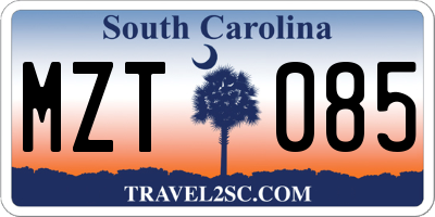 SC license plate MZT085