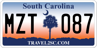 SC license plate MZT087
