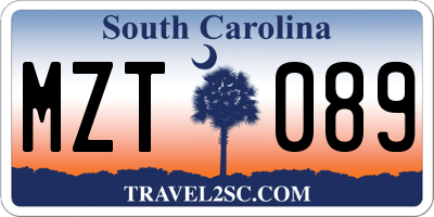SC license plate MZT089