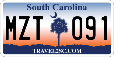 SC license plate MZT091