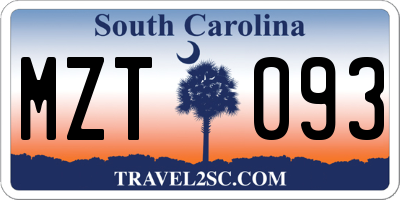 SC license plate MZT093