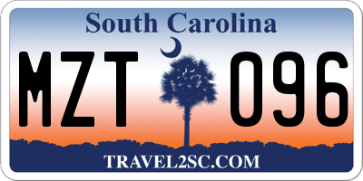 SC license plate MZT096