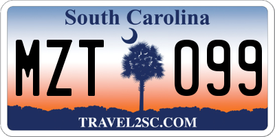 SC license plate MZT099
