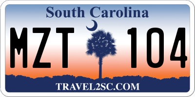 SC license plate MZT104