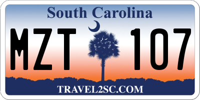 SC license plate MZT107