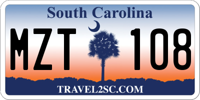 SC license plate MZT108