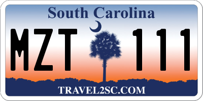 SC license plate MZT111
