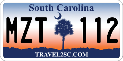 SC license plate MZT112
