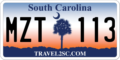 SC license plate MZT113