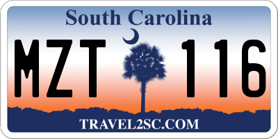 SC license plate MZT116