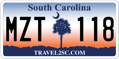 SC license plate MZT118