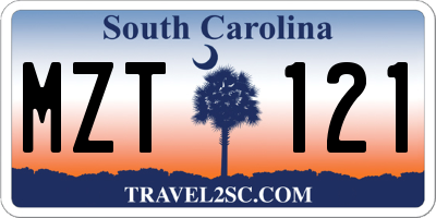 SC license plate MZT121