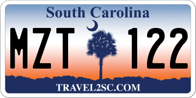 SC license plate MZT122