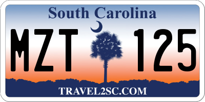 SC license plate MZT125