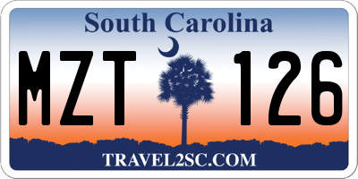 SC license plate MZT126